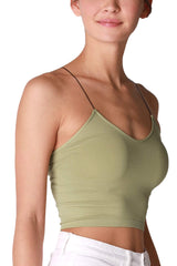 NIKIBIKI Women Seamless Spaghetti Strap Crop Top Cami, Made in U.S.A, One Size