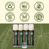 USDA Organic Lip Balm 6-Pack by Earth's Daughter Stocking Stuffers - Fruit Flavors, Beeswax, Coconut Oil, Vitamin E - Best Lip Repair Chapstick for Dry Cracked Lips - Moisturizing Lip Care