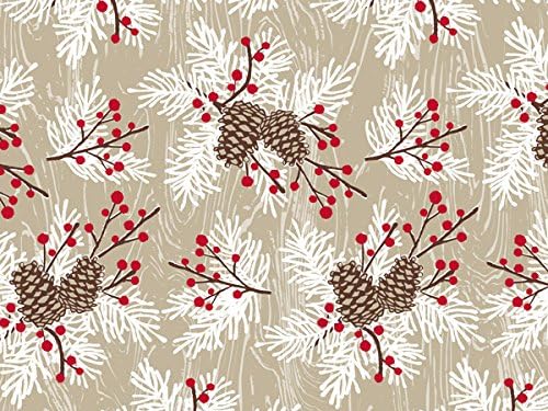 Pack Of 1, Woodland Berry Pine 24" X 85' (Kraft) Roll Christmas Premium Gift Wrap Papers For 40-50 Gifts Made In USA