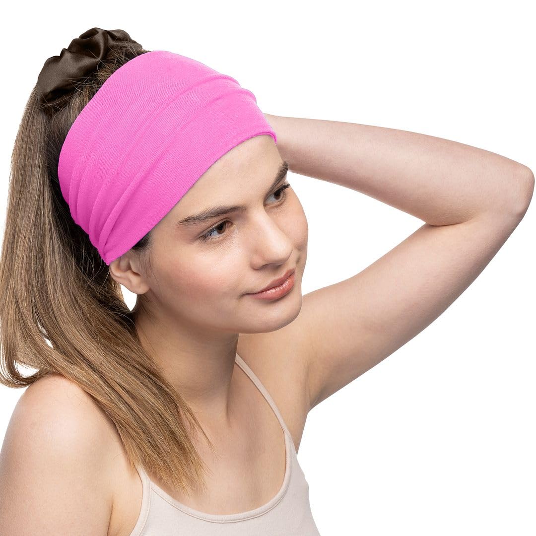 Women's Cotton Headbands Sweatbands 5" Wide Sports Fitness Yoga Fashion Made in USA