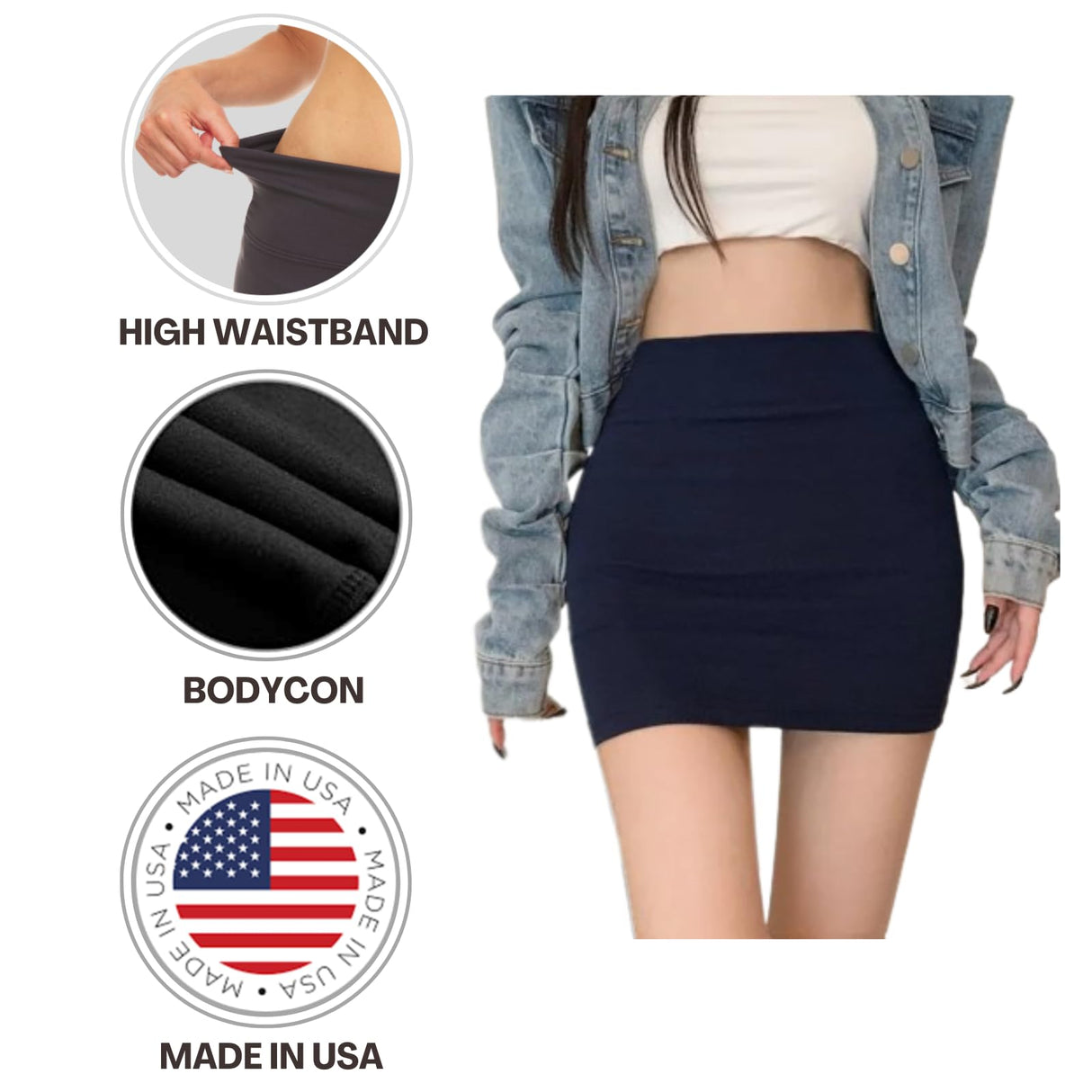 Sweet Hearts Faux Leather Pencil Skirt for Women- Midi Below Knee Office Skirt Mini Bodycon Skirt Made in USA