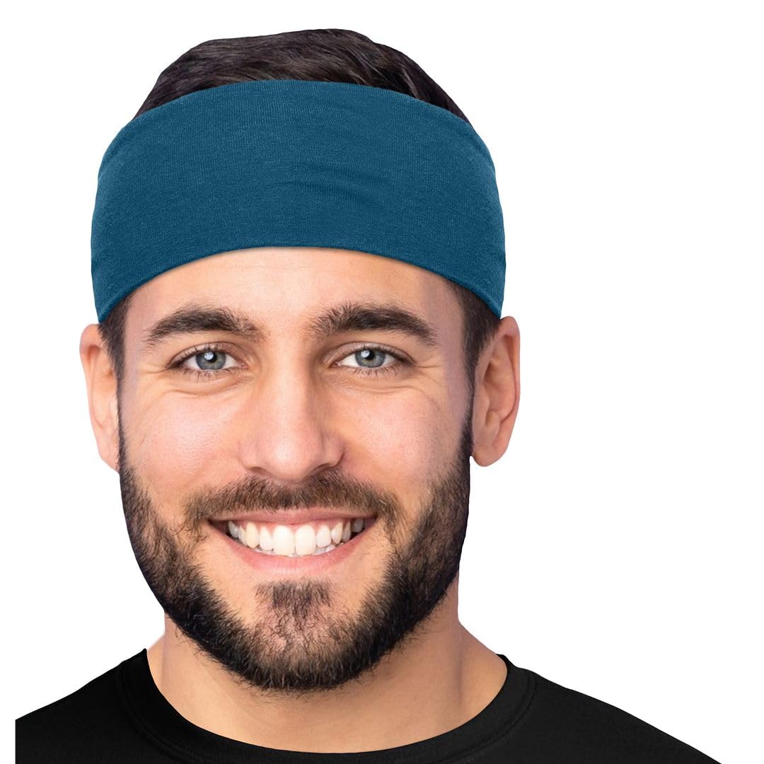Men's Cotton Headbands Sweatbands 3" Wide Sports Fitness Yoga Fashion Made in USA