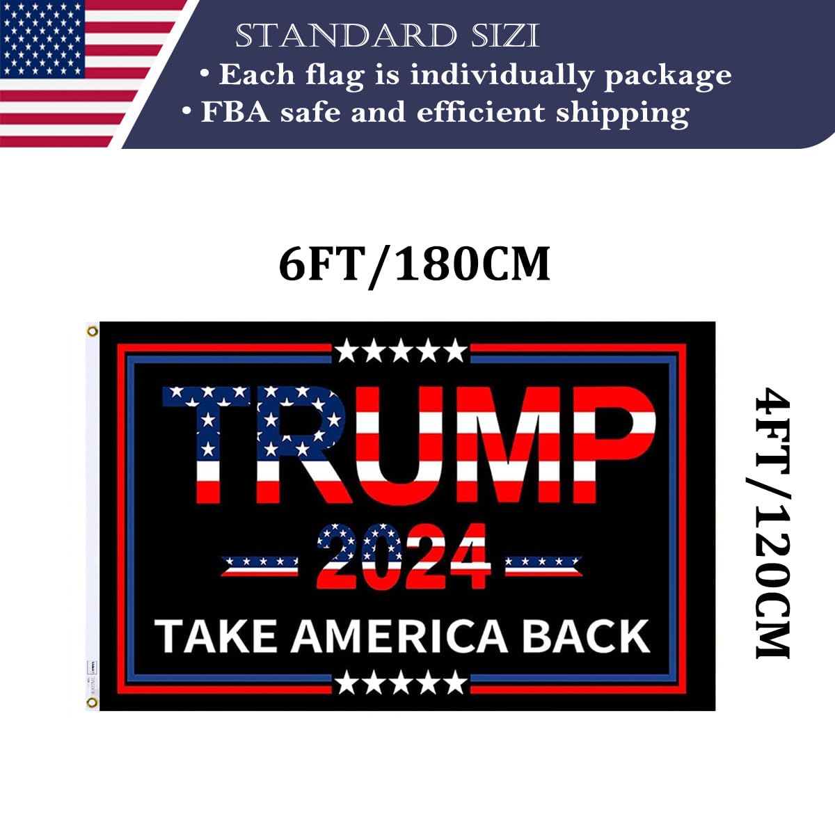 Double Sided Red Trump 2024 Flag 3x5 Made in USA Outdoor Heavy Duty 3 Ply Polyester Trump Take America Back Flag with White Starting Tape and 2 Brass Grommets