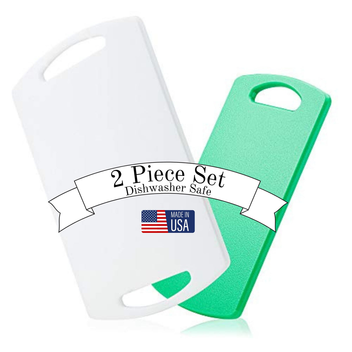 Plastic Cutting Boards for Kitchen, Made in USA, Set of 2, Large 15.5"x10" and Small 11.5"x6", BPA and Phthalate Free, Meets USDA-NSF-FDA Standards, Commercial 1/2" Thick HDPE Plastic, Dishwasher Safe