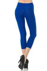 LeggingUSA Women's Solid Cotton Yoga Capri Leggings-Made in USA