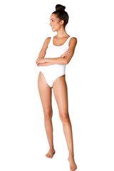 NIKIBIKI Women Seamless Ribbed Scoop Neck & Back Bodysuit, Made in U.S.A, One Size