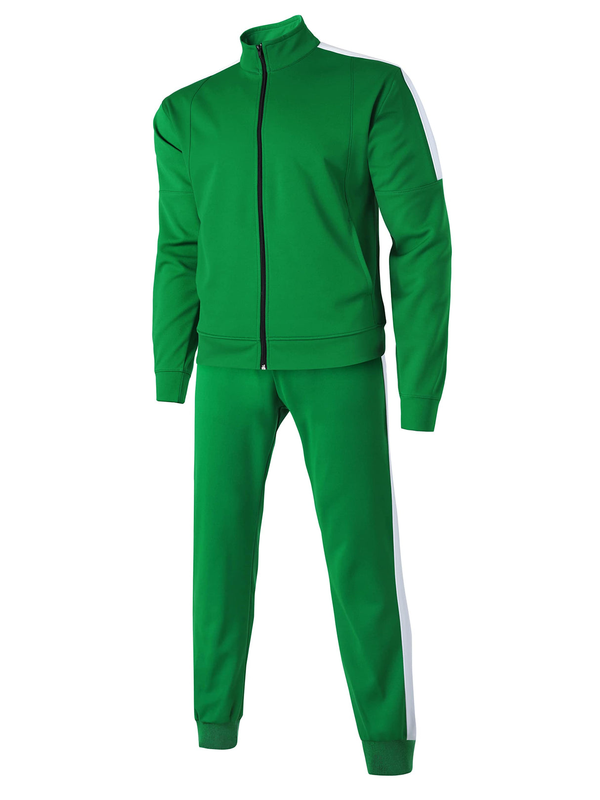 Hat and Beyond Mens Made in USA Premium Track Jacket & Pants Striped Sweatsuit Athletic Casual Essentials Gym