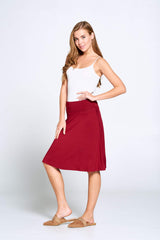 Popana Womens Casual Knee Length A-Line Stretch Midi Skirt Plus Size Made in USA