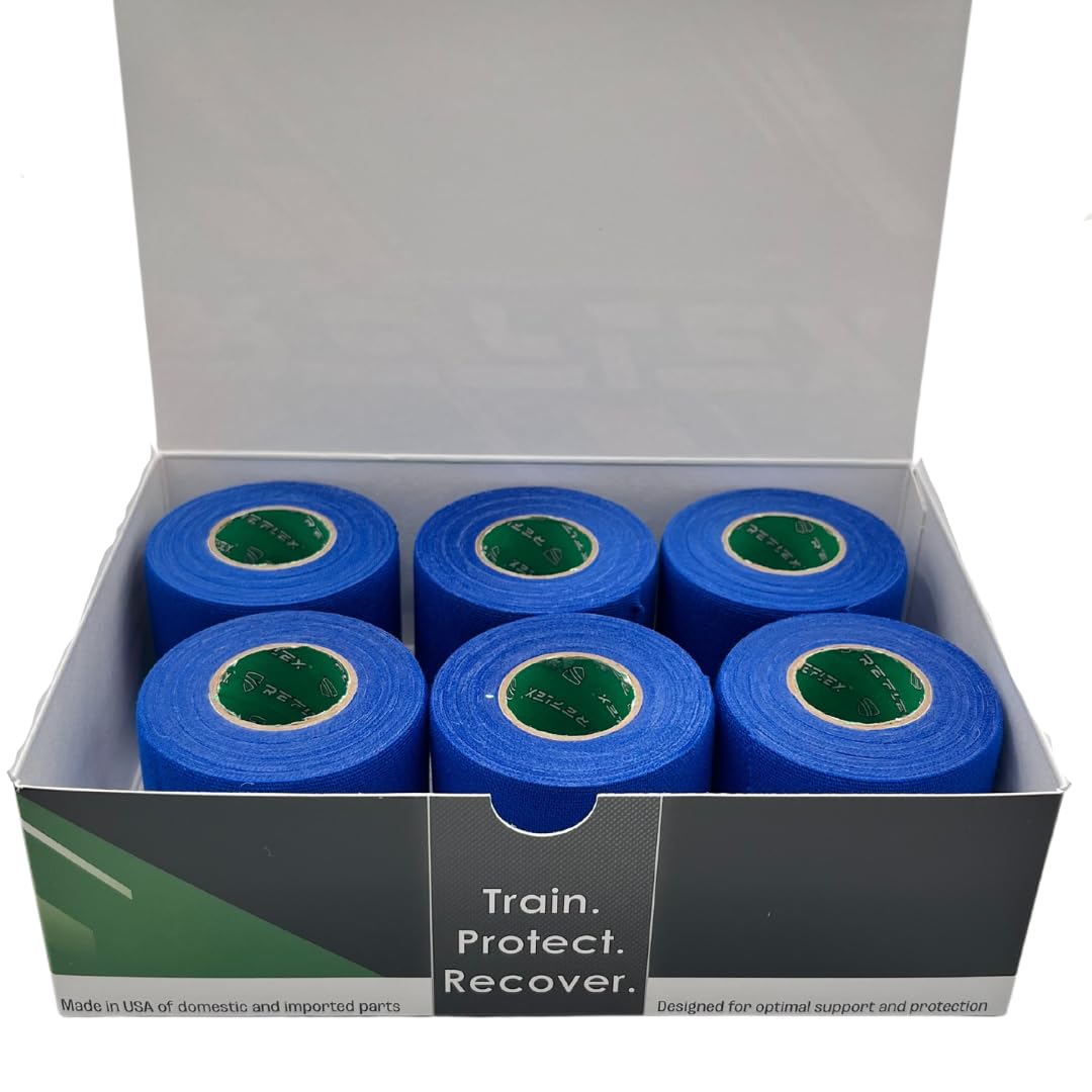 Shield Reflex | Stretch Athletic Tape, Tear by Hand, Made in USA, Thin, Flexible, Elastic Sports Tape, Spatting Football Tape 6 Pack (Midnight Blue, 2 Inch)