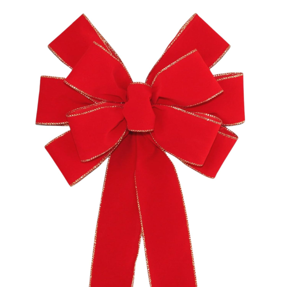 Ivory Brushed Velvet Gold Lame Backed Wire Edge Christmas Bow - Handcrafted in USA (8 inch bow)