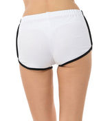 7Wins Women's Cotton Elastic Waist White Outline Active Lounge Shorts