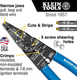 Klein Tools 1010 Multi Tool Long Nose Wire Cutter, Made in USA, Wire Crimper, Stripper and Bolt Cutter Multi-Purpose Electrician Tool, 8-Inch Long