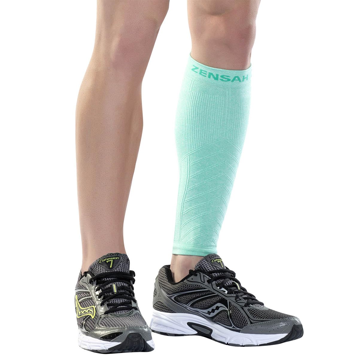 Zensah Calf/Shin Compression Sleeve - Made in the USA Single Leg Compression Sleeve for Shin Splint Relief, Recovery, Running