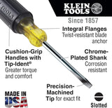 Klein Tools 85742 Screwdriver Set, Made in USA, 3/16 Cabinet and #2 Phillips Precision Machined Tips, Cushion-Grip Handles, Round Shank, 2-Piece