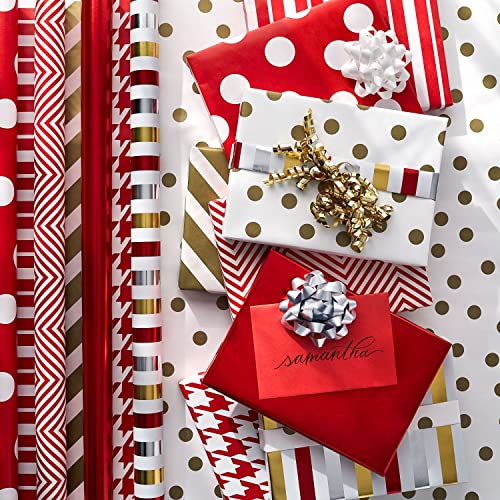 American Greetings 175 sq. ft. Reversible Red Wrapping Paper for Christmas and All Holidays, Red and White Polka Dots (1 Jumbo Roll 30 in. x 70 ft.)