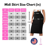 Sweet Hearts Women’s Basic Stretch Pencil Skirt- Regular & Plus Size- Below Knee Office Midi Bodycon Nylon Skirt Made in USA