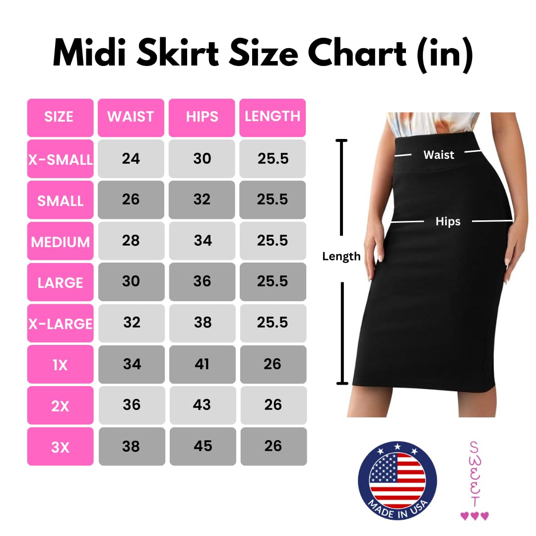 Sweet Hearts Faux Leather Pencil Skirt for Women- Midi Below Knee Office Skirt Mini Bodycon Skirt Made in USA