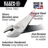 Klein Tools D2000-28 Pliers, Made in USA, Diagonal Cutting Pliers with Angled Head are Heavy-Duty to Cut ACSR, Screws, Nails, Most Hardened Wire, 8-Inch