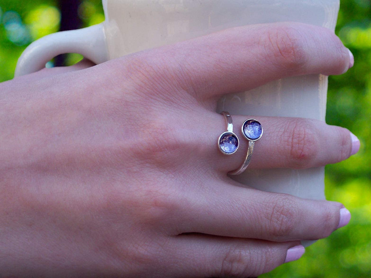 Bottled Up Designs Handmade, Bypass Ring, Recycled Vintage Bottles, Sterling Silver, Made in USA, Mothers Day, Birthday Gifts, Women, Anniversary (Pink Depression Glass)