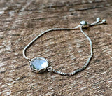 Bottled Up Designs Handmade Vintage Botanical Series Adjustable Slider Bracelet, Recycled Glass, Sterling Silver, Eco Friendly, Made in USA, Birthday Gifts, Mothers Day, Women (Mason Jar (Aqua))