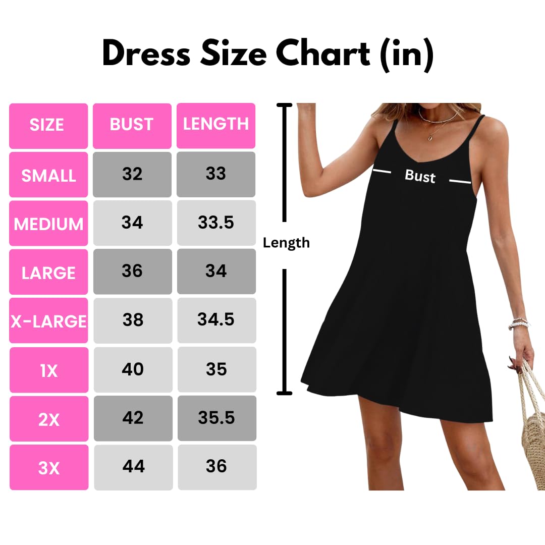 Sweet Hearts Spaghetti Strap Dresses for Women - Casual Sundress Beach Cover Up Tank Dress with Pockets Made in USA