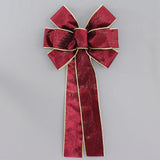 Ivory Brushed Velvet Gold Lame Backed Wire Edge Christmas Bow - Handcrafted in USA (8 inch bow)