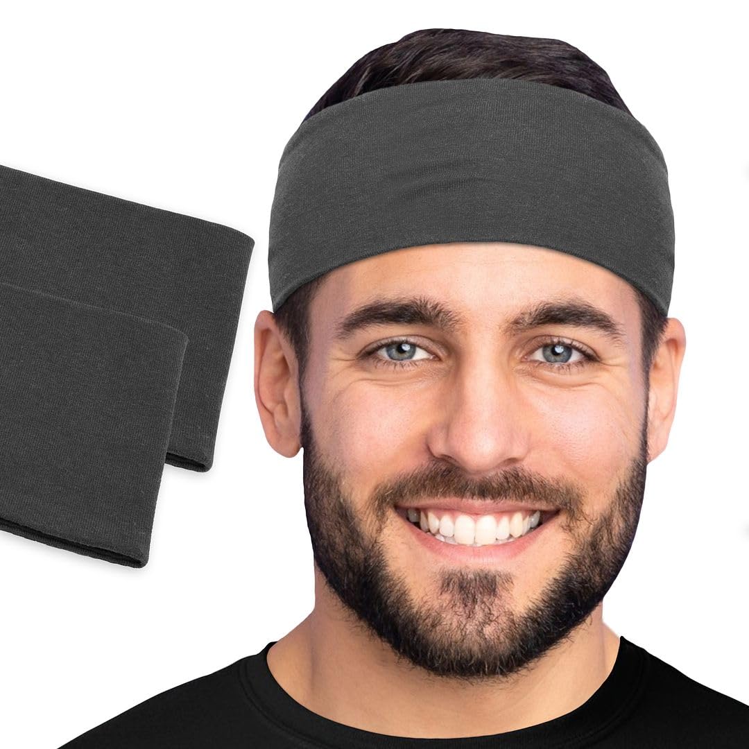Men's Cotton Headbands Sweatbands 3" Wide Sports Fitness Yoga Fashion Made in USA