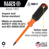 Klein Tools 85073INS Insulated Screwdriver Set features 1000V Phillips, Slotted and Square Tips, Cushion Grip Handles, 3-Piece