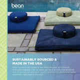 Bean's ZAFU - Meditation Floor Cushion - Round Earth Cotton Zen Yoga Pillow - Tibetan Style for Mindful Kneeling Prayer Seat - Made in USA - US Organic Buckwheat Hulls - Comfort Calm Contemplate