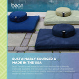 Bean's ZAFU + ZABUTON Meditation Set - Round Buckwheat Filled ZAFU Pillow + Large Cotton Filled ZABUTON Floor Pad - Forest Green Cotton Canvas - Traditional Tibetan Zen Mdfulness Seat Kit - Made USA