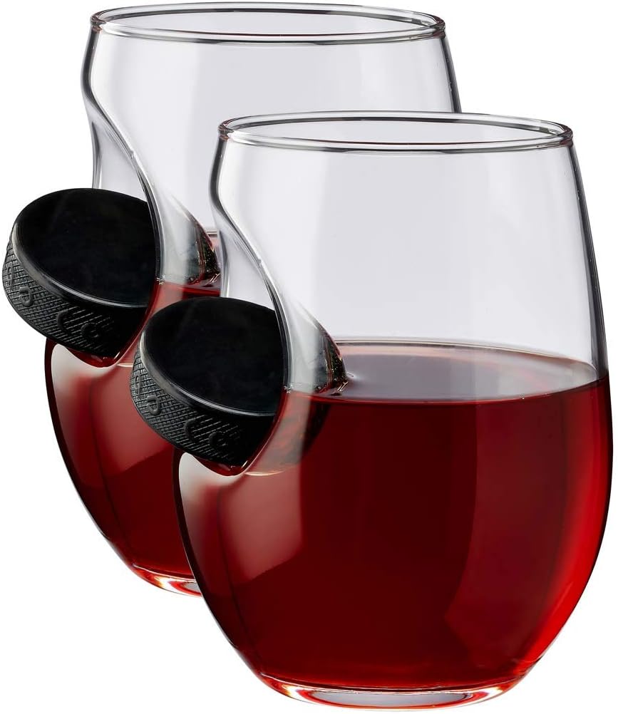 BenShot Glasses with Hockey Puck Embedded - 15oz | Made in the USA [Set of 2]