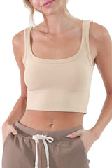 NIKIBIKI Women Seamless Chevron Ribbed Crop Top, Made in U.S.A, One Size