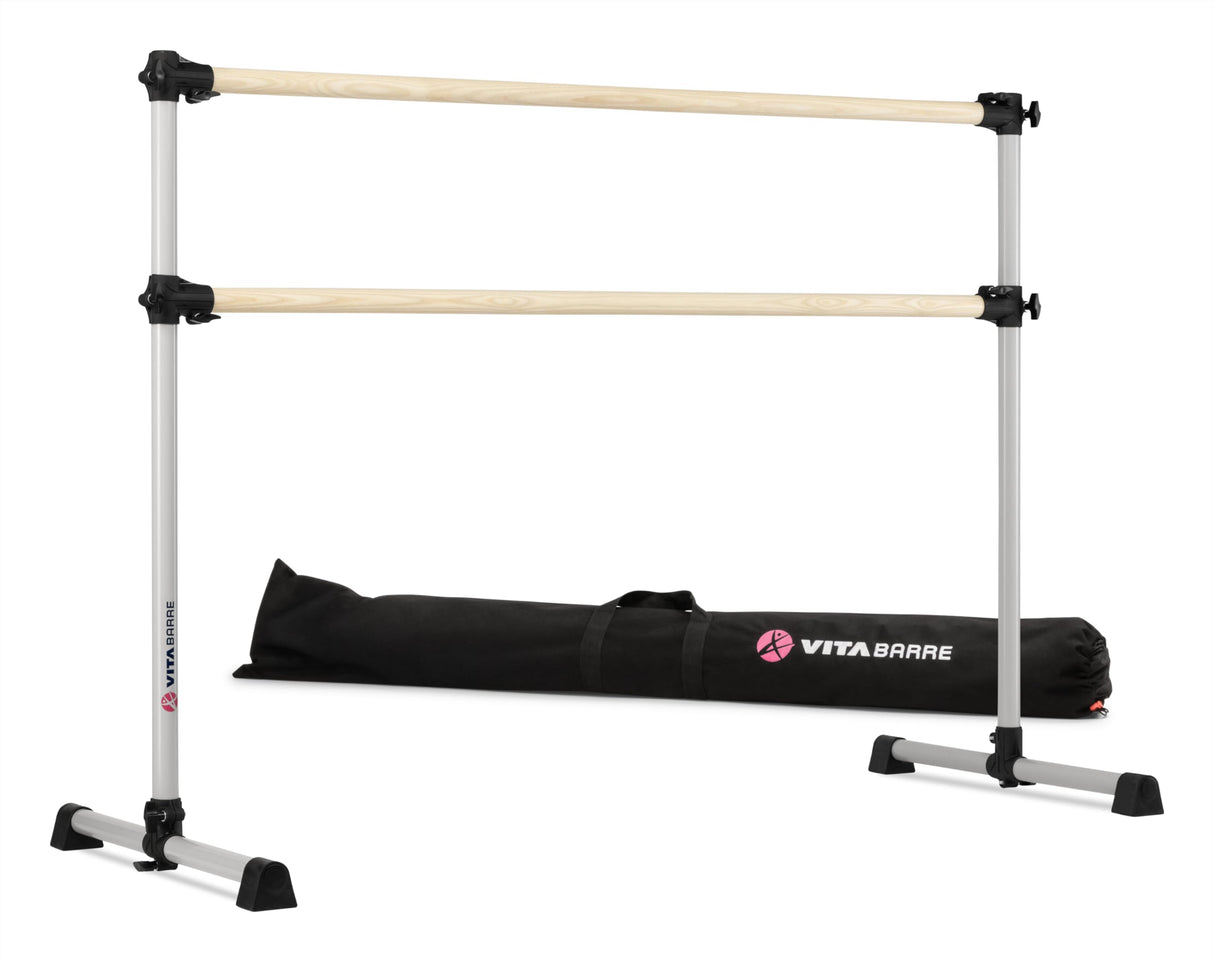 VITA Barre Portable Freestanding Double Ballet Barre, Prodigy, with Carry Bag | Adjustable Height, USA Made, Home or Gym Exercise Equipment for Kids & Adults | Dance, Fitness, Pilates