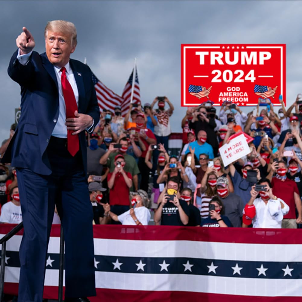 Trump 2024 Flags 3x5 Outdoor Made in USA-Double Sided 3 Ply Heavy Duty Take America Back with 4 Pcs Trump 2024 Sticker,Trump 2024 Flags Banner for Outside with 2 Brass Grommets(Red)
