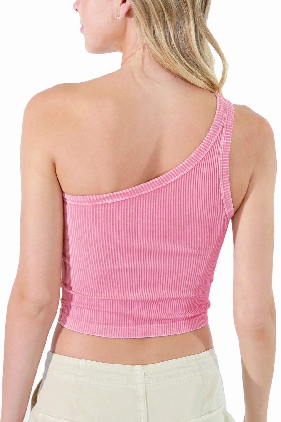 NIKIBIKI Women Seamless Vintage One Shoulder Crop Top, One Size