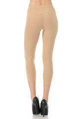 LeggingUSA Women's Solid Cotton Yoga Capri Leggings-Made in USA
