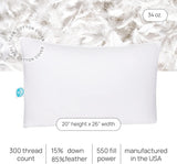 East Coast Bedding Cozy Dream Goose Feather and Down Pillows - RDS Certified, 100% Cotton Cover, Hotel Collection, Bed Sleeping, Medium Support