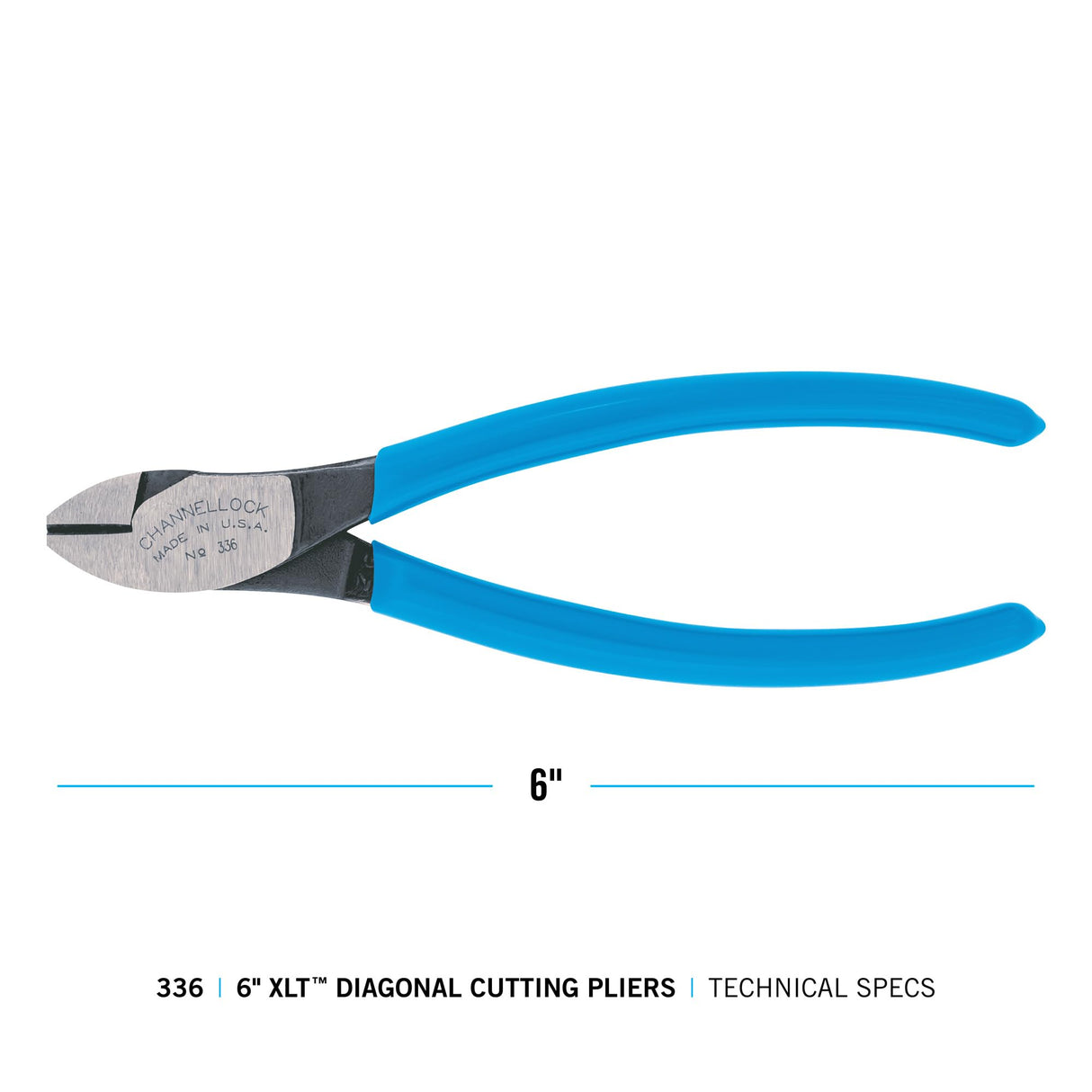 CHANNELLOCK 336 6-inch XLT Diagonal Cutting Pliers, Knife and Anvil Style Cutting Edge for Superior Cutting Edge Life, Forged High Carbon Steel, Made in the USA