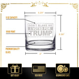 Don’t Blame Me, I Voted for Trump-Funny Whiskey Bourbon Scotch Glass 11oz- Great Gift for Dad, Mom, GOP, Conservative, Political Collector, Rocks Glass- USA Made.
