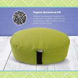 Bean's ZAFU - Meditation Floor Cushion - Round Earth Cotton Zen Yoga Pillow - Tibetan Style for Mindful Kneeling Prayer Seat - Made in USA - US Organic Buckwheat Hulls - Comfort Calm Contemplate