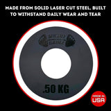 Micro Gainz Olympic Kilogram Fractional Weight Plate Set of 4 Steel Plates- (2-.25KG, 2-.50KG) Plates -Designed for Olympic Barbells, Used for Strength Training and Micro Loading, Made in USA
