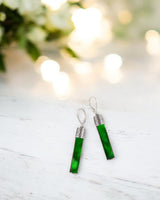 Recycled Antique Bottle and Dishware and Sterling Silver Bottoms Up Lever Back Earrings (Vintage Mason Jar)