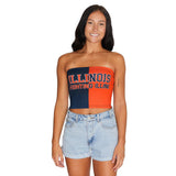 Lojobands Women's Tailgate Outfit College Two Tone Color Block Tube Top Made in USA One Size Fits Most