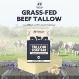 Beef Tallow Soap Bar – All Natural Grass Fed Tallow Soap Lavender – Moisturizing Face & Body Wash Great for Eczema, Dry, Itchy, Sensitive Skin – Handcrafted Bath Soap for Adults, Kids, Made in USA