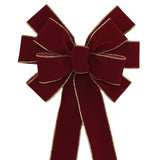 Ivory Brushed Velvet Gold Lame Backed Wire Edge Christmas Bow - Handcrafted in USA (8 inch bow)