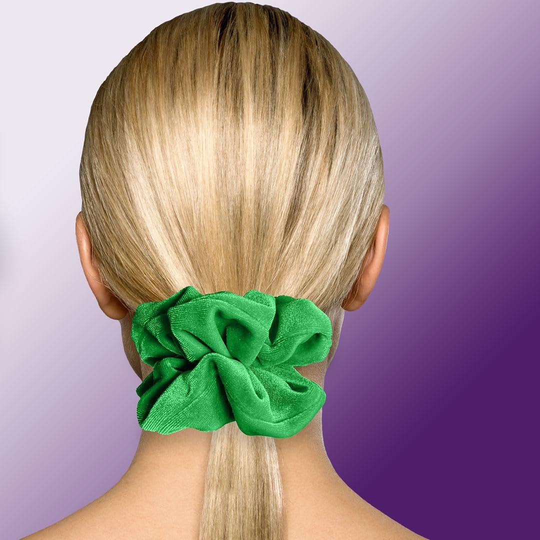 Velvet Scrunchies Jumbo Size Plush Big Ponytail Holders Thick Braided Locked Hair Big Made in the USA Green Pine