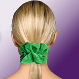 Velvet Scrunchies Jumbo Size Plush Big Ponytail Holders Thick Braided Locked Hair Big Made in the USA Green Pine