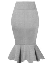 Hybrid & Company Womens Premium Nylon Ponte Stretch Office Fishtail Pencil Skirt High Waist Made in The USA Below Knee