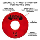 Micro Gainz Standard 1-Inch Center Hole Fractional 2 Pcs Color Weight Plates, Choose (.25LB-1LB) Designed for Standard 1-Inch Dumbbell & Barbell for Strength Training, Made in USA