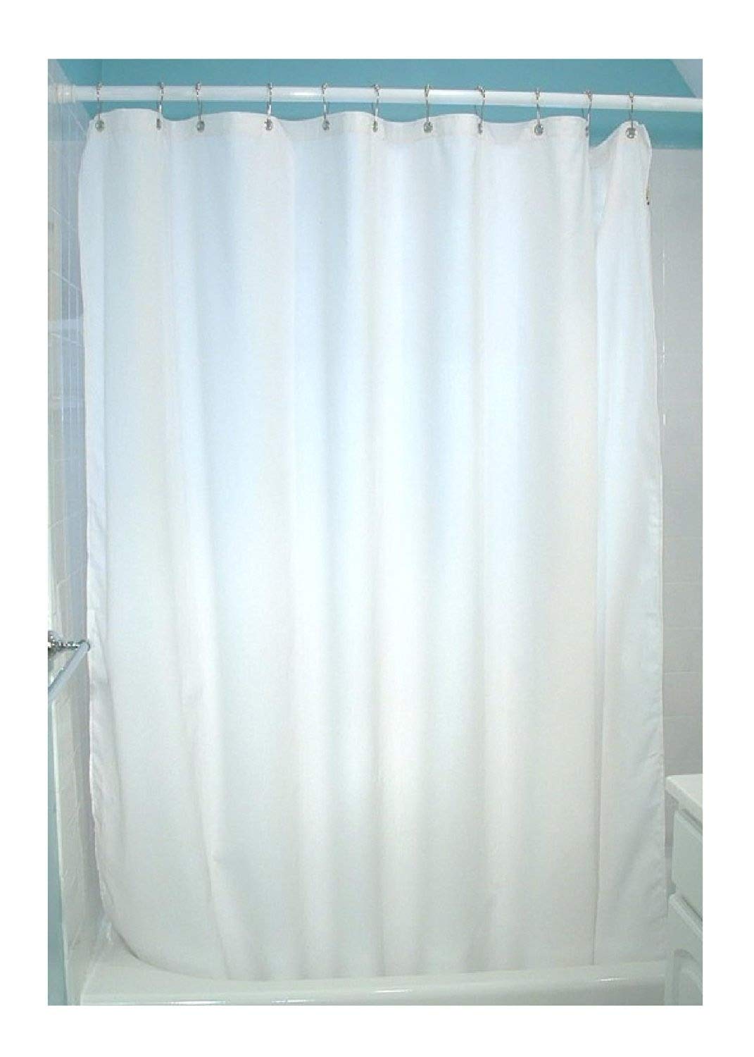 Bean Products Cotton Shower Curtain (White), [70" x 74"] | All Natural Materials| Works with Tub, Bath and Stall Showers